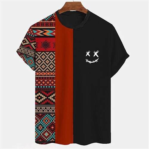 Mens effect color blocking short sleeved fashionable mens