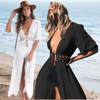Beach Fashion Long Maxi Dress Women Beach ver Up Outing Tuni
