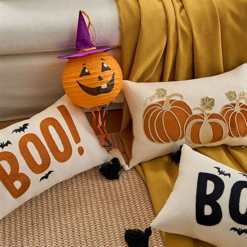 Halloween Tufted Throw Pillow Cover Thanksgiving Maple Pumpk