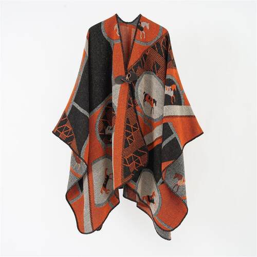 New printed button shawl with enlarged womens leisure trav