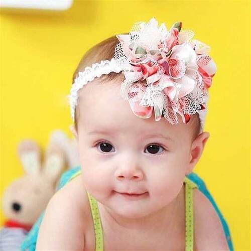 Cute Baby Girl Headband Hair Flower Lace Gauze Hair Ribbon H