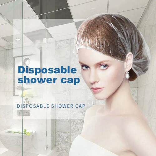 100/200Pcs Disposable Shower Cap Elastic Mesh Shape Waterpro