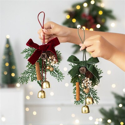 Christmas Bells Antlers Pinecone Ornament, Multi Decor Piece