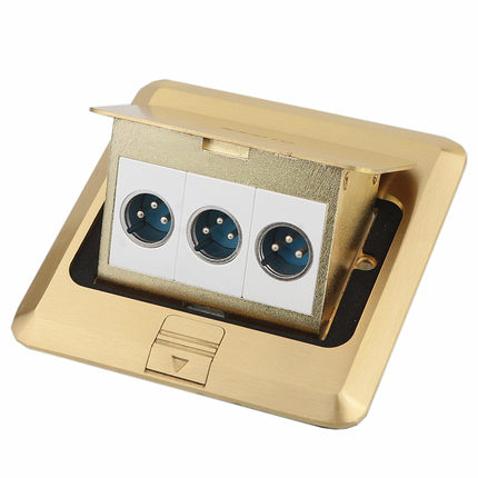 多媒体公卡侬话筒地插 大三芯免焊接XLR平衡插调音台会议地面插座