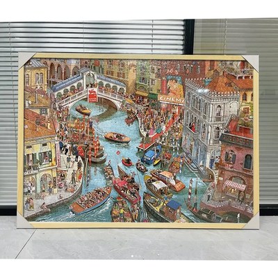 2000片拥挤的运河拼图框拼图裱框979金属相框裱框实定制木相框