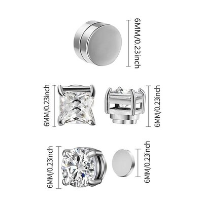 Crystal Strong Magnetic Ear Stud Clip Earrings for Men and W