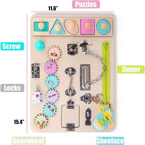 Montessori Busy Board for Toddlers Wooden Sensory Toys Toddl