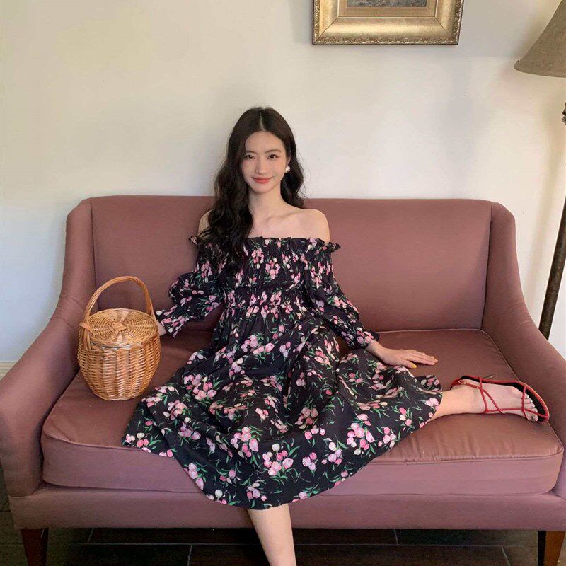 Interpreting Beuty NEW OPEN Summer French Florl ress Womens - 实物图