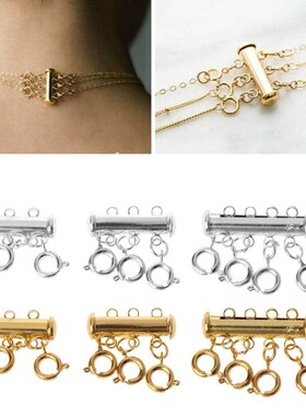 Multi-strand buckle lobster clasp necklace magnetic tube loc