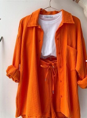 2023 Summer Womens Two Piece Casual Long Sleeve Short S