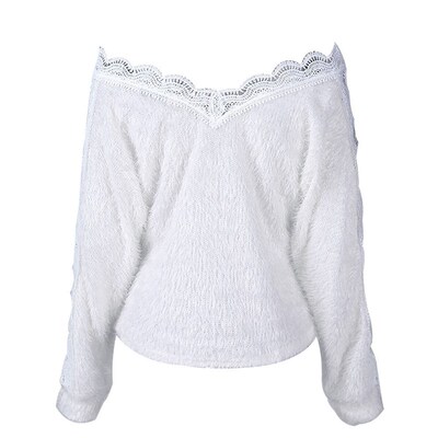 Winter Womens Sweaters Knitted Pullover V-neck Hollow Jumpe