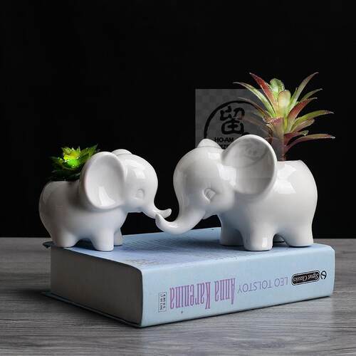 。Simple outdoor gardening fleshy flowerpot elephant ceramic