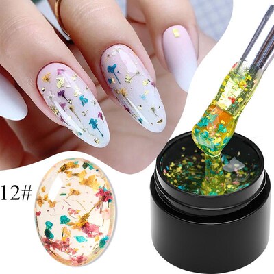 Mtssii Yellow Pink Blue Dried Flower Gel Nail Polish Summer