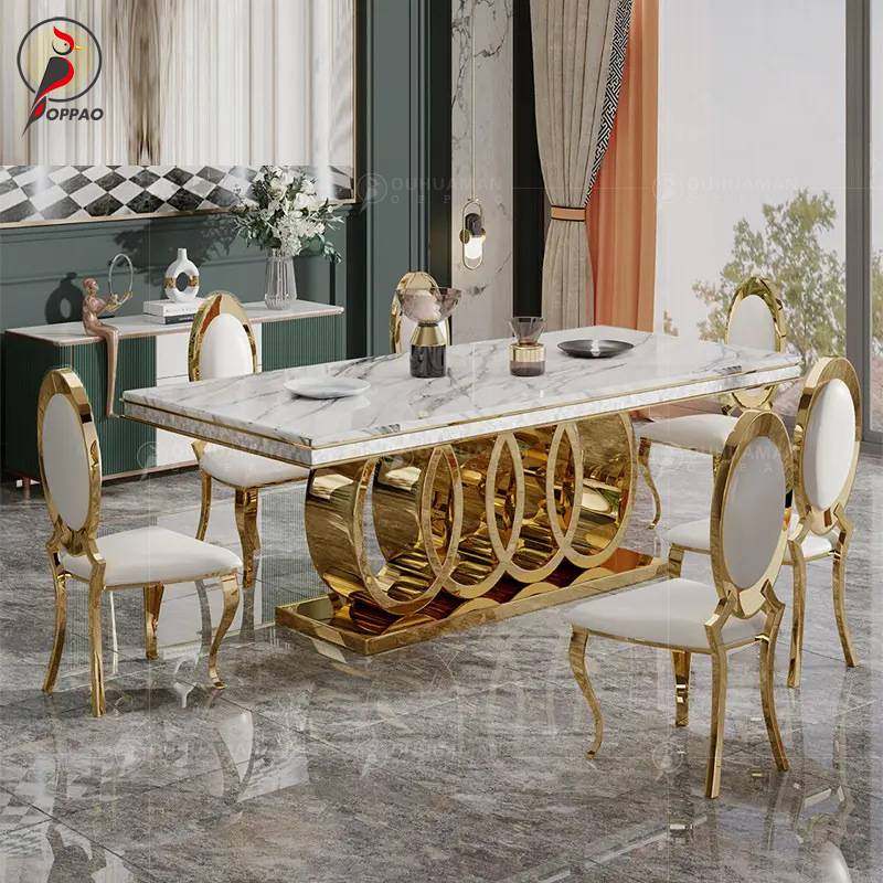 轻奢不锈大理石长方形餐桌大户型洒店金色饭桌金属框架客厅饭桌椅,住宅家具,岛台餐桌,淘宝优惠券,粉丝福利购,淘宝优惠卷