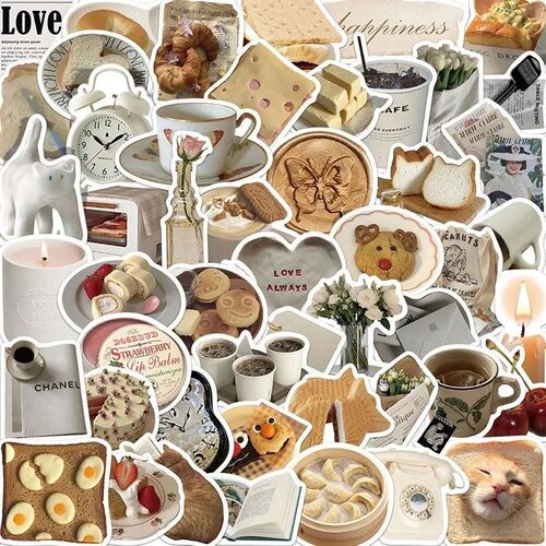 10//50Pcs Brown Ins Waterproof Graffiti Stickers Aesthetic D