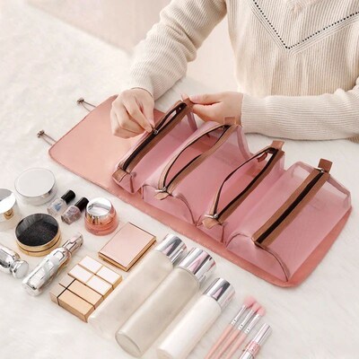 4pcs In 1 Travel Cosmetic Bag Ladies Foldable Nylon Bag Rope