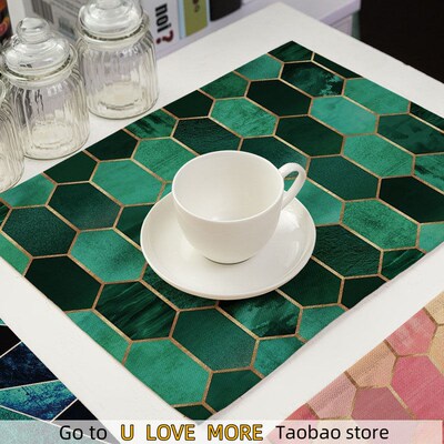 Home Decor Linen Dining Table Mats Luxury Nordic Geometry Pa