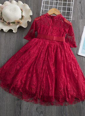 Girls Spring Dress Red Ceremony Dress Girls New Year Costume