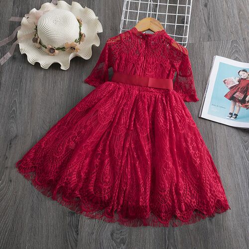 Girls Spring Dress Red Ceremony Dress Girls New Year Costume