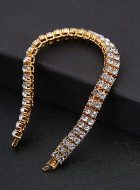 Fashion hipster accessories 2 row diamond men exaggerated br