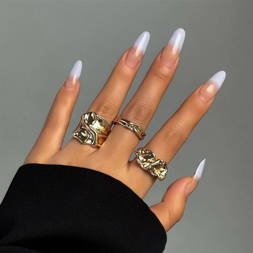 3Pcs Vintage Irregular Pleated Open Ring for Women Men Vinta