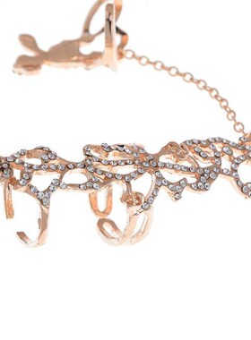 New Fashion Chain Link Ring Full Rhinestone Vintage Flower D