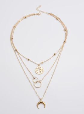 New Fashion Retro Moon World Map Circle Pendant Multilayer G