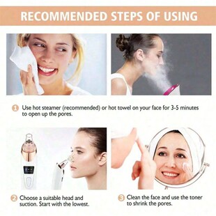 Electrc Facal Skn Care Pore Removal Cleanser Vacuum cne Remo