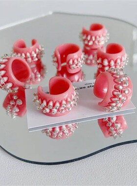 Lovely Resin Teeth Brackets Rings for Women Men New Creative