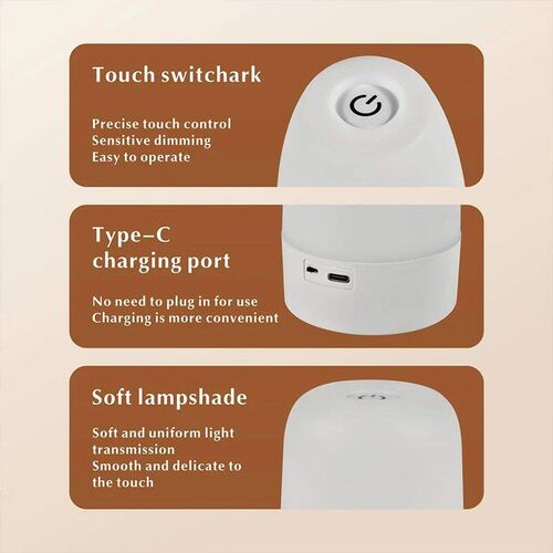 Touch Lamp for Bedroom, Table Lamps Rechargeable Remote Cont