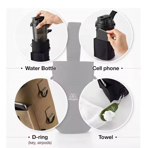 Magnetic Gym Water Bottle Bag Holder, Built-in Magnet for Ea