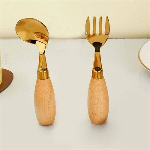 2 Pcs Children Training Tableware Stainless Steel Baby