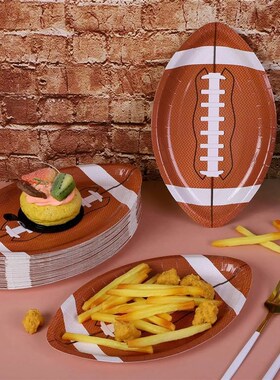 25pcs super bowl football paper plate oval food tray potato