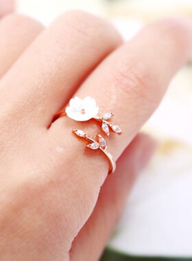 Accessories Branch Flower Open Ring Simple Womens Adjustabl