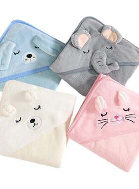 Cartoon Animal Baby Bath Towels Soft Newborn Hooded Towel Bl