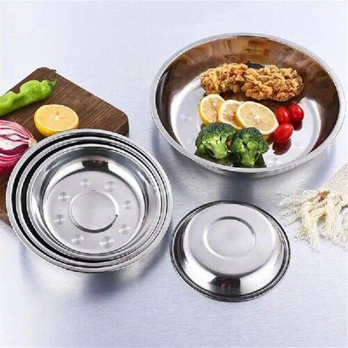 6pcs Food Serving Plate Stainless Steel Plate Fruit Storage