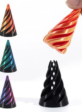 3D Printed Toys 3D Spiral Cone Rotating Pyramid Fidget Toy S