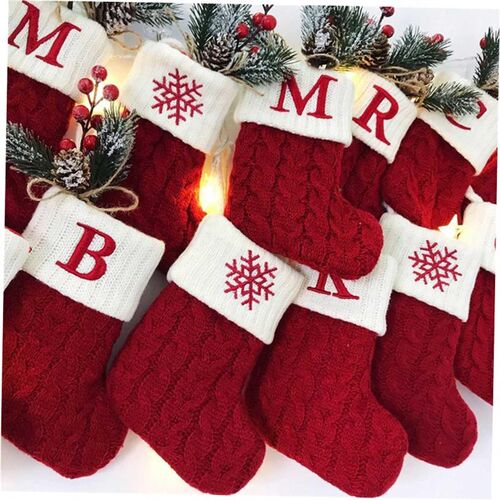 Christmas Letter Knitting Socks Snowflake Stocking 2023 Chri