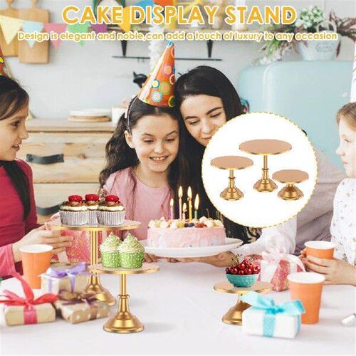 3Pcs Cake Stand 3 Sizes Cake Display Stand Smooth Metal