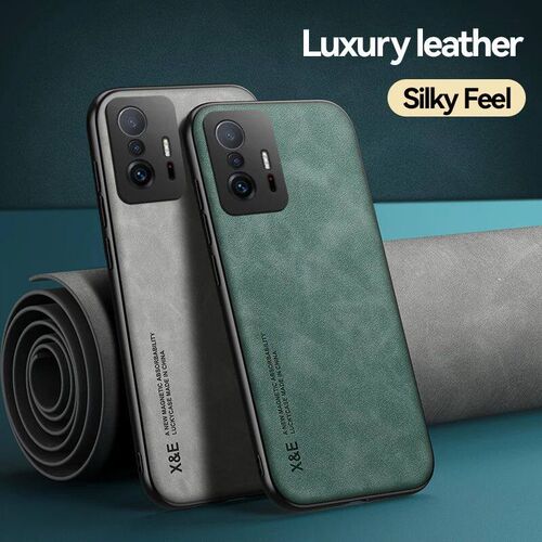 For Xiomi 11T Pro case Leather Texture Car Magnetic Holder P