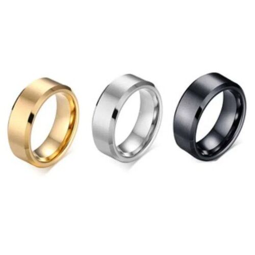 2024 Punk 8mm Stainless Steel Women Men Rings Smooth Surface