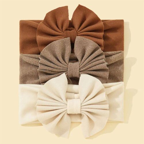 3Pcs/Set Solid Color Soft Nylon Elastic Baby Headband Bows K
