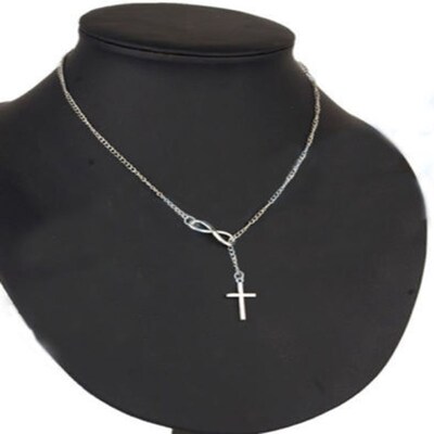 2023 Silver Color Infinity Cross Necklace Fashion Women Lari
