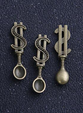 10pc 9*37mm two color currency Spoon Charms DIY Retro Jewelr