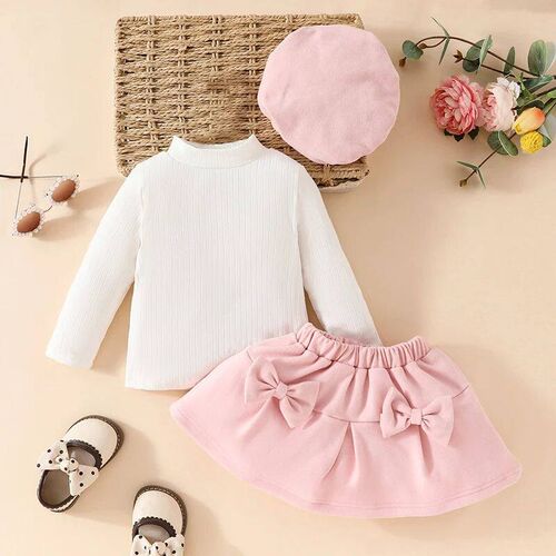 Toddler Baby Girl Fall Spring Long Sleeve Ribbed Top Pullove