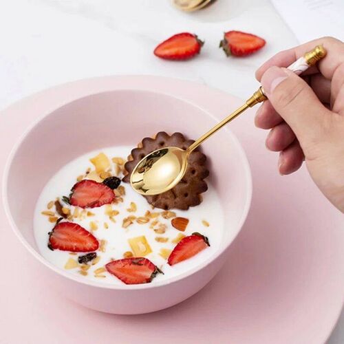 Stainless Steel Dessert Spoon Ceramic Long Handle Icecream S