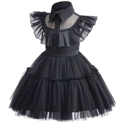 Children Wednesday Addams Cosplay Dresses For 1-6Yrs Baby Gi