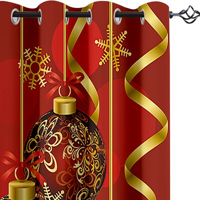 3D Christmas Snowman Red Holiday Gift Pattern Curtain Set Ho