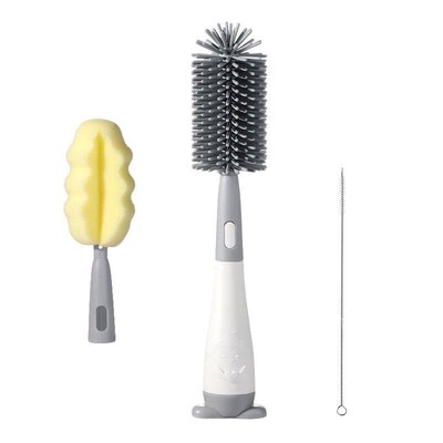3 in 1 Penguin Silicone Baby Bottle Brush Set Stand Hidden T