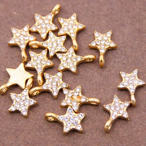10pcs 13*9mm Metal Zinc Alloy MINI Inlaid rhinestones Pentag